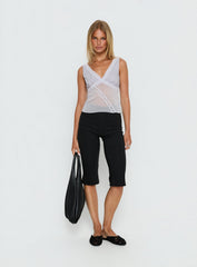 No Place Like Home Lace Trim V-Neck Top Lilac