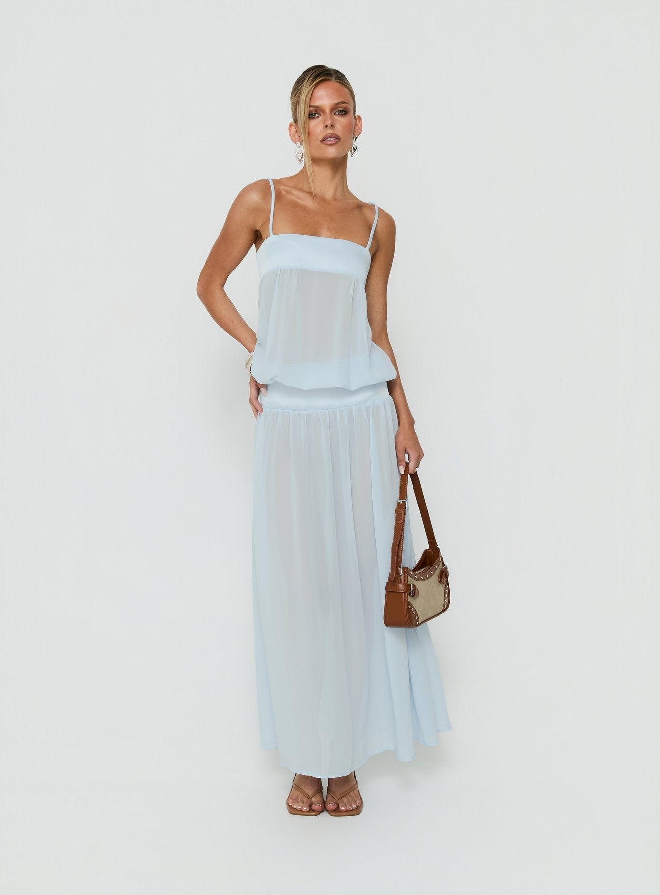 Gracia Blouson Maxi Dress Blue