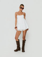 Lanova Babydoll Tiered Playsuit White
