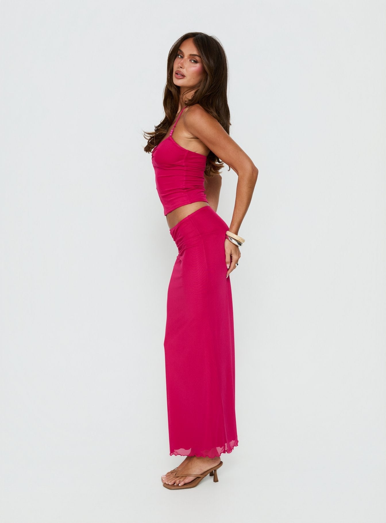 Jailon Ruched Maxi Skirt Guava