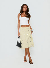 Kessiah Sequin Midi Skirt Yellow
