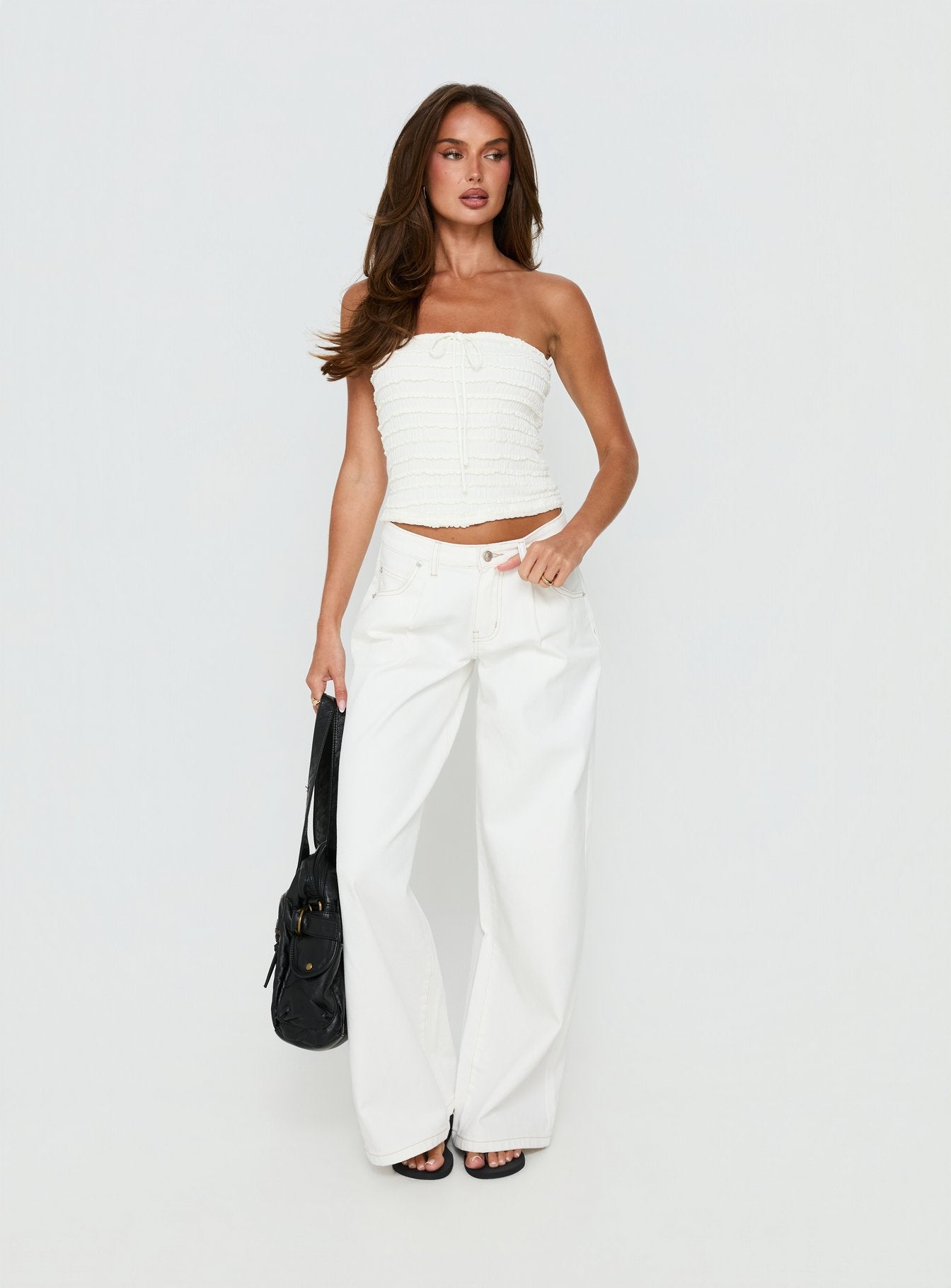 Jaima Textured Strapless Top Cream