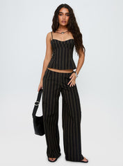 Kierstyn Corset Set Black Stripe Petite