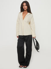 Mallin Shirt Cream/Brown Stripe
