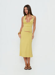 Esperia Button Midi Skirt Green