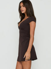 Vialetta Cross Bust Mini Dress Brown
