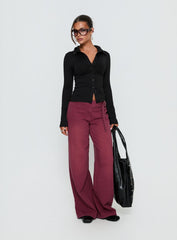 Solina Long Sleeve Collared Top Black