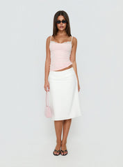 Such Delight Linen Midi Skirt White