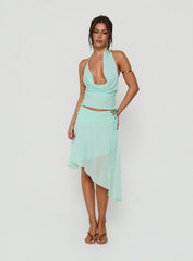 Evaleine Chiffon Cowl Neck Top Blue