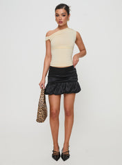 Ravioli Bubble Hem Mini Skirt Black