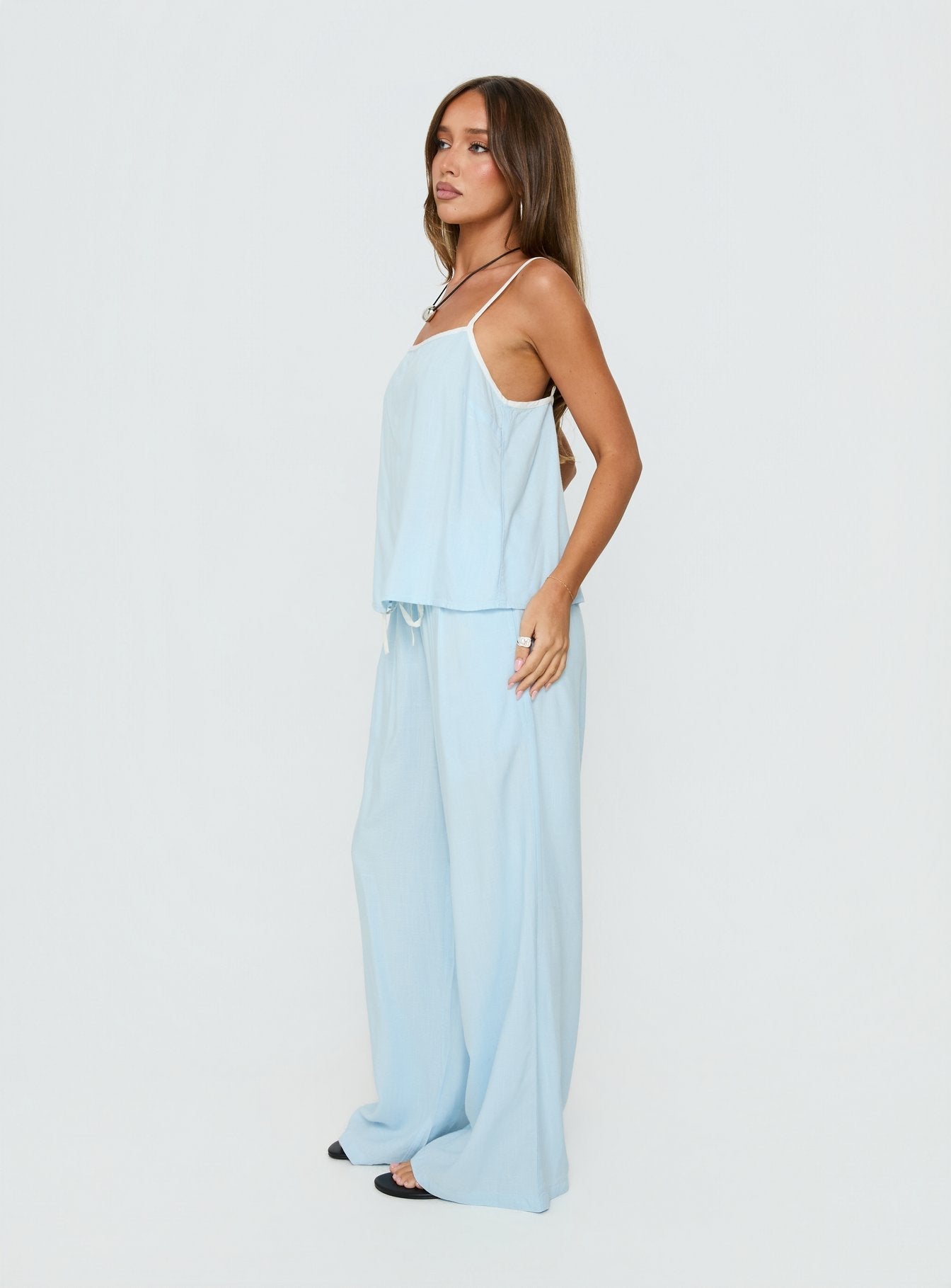 Nolei Contrast Pants Set Blue / White