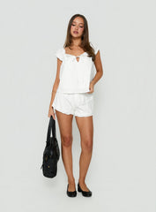 Luceah Frill Detail Mini Shorts White