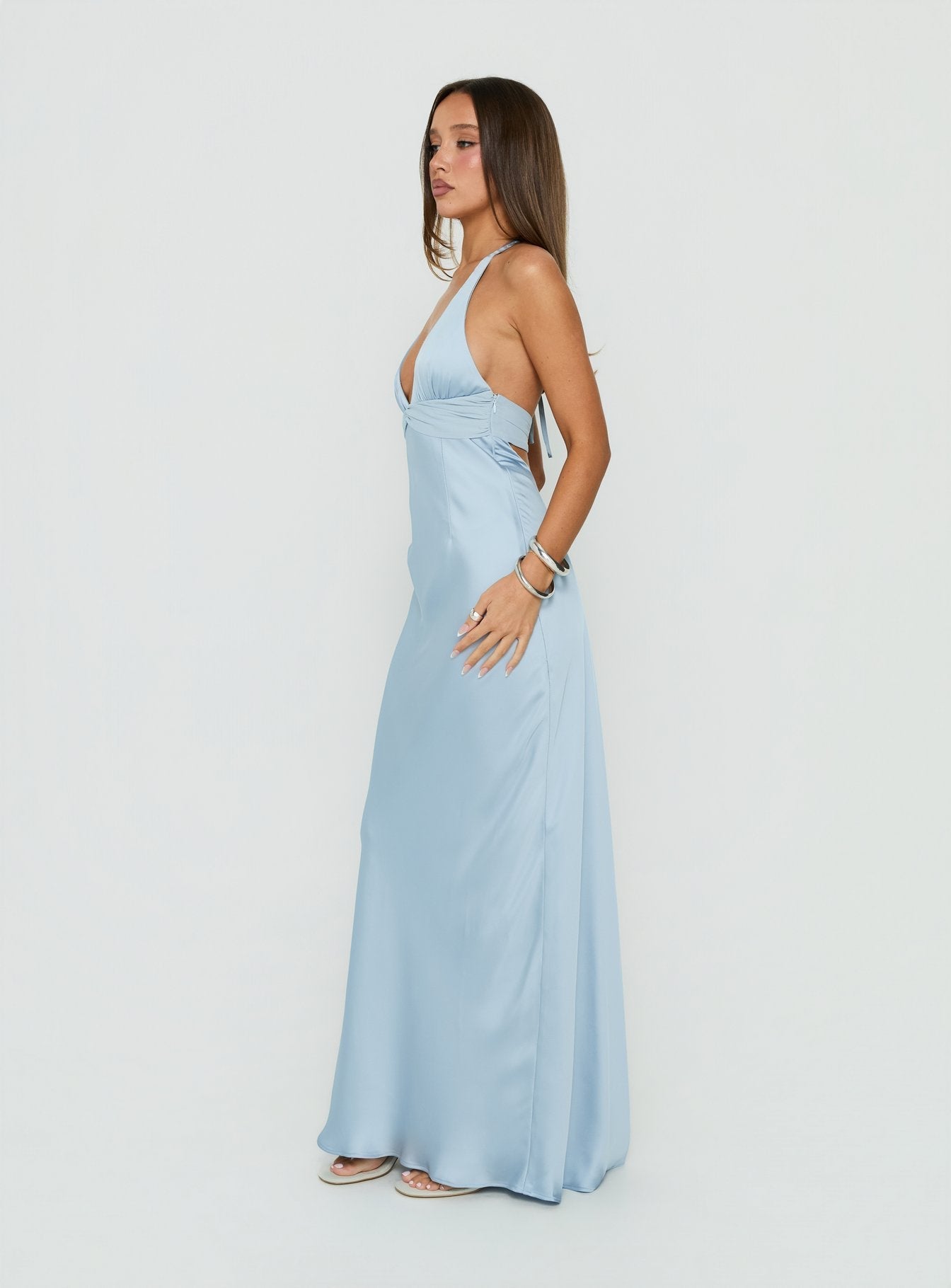 Odyssa Halter Maxi Dress Blue Slate