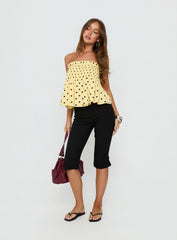 Peachy Keen Frill Cami Top Yellow Polka Dot