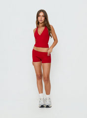 Habitual Active Longline Plunge Neck Tank Top Red