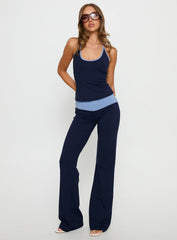 Kobee Jersey Halter Top Navy / Light Blue