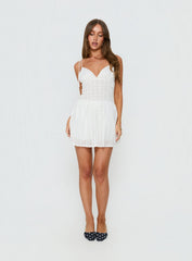 Solitary Ruched Tie Detail Romper White