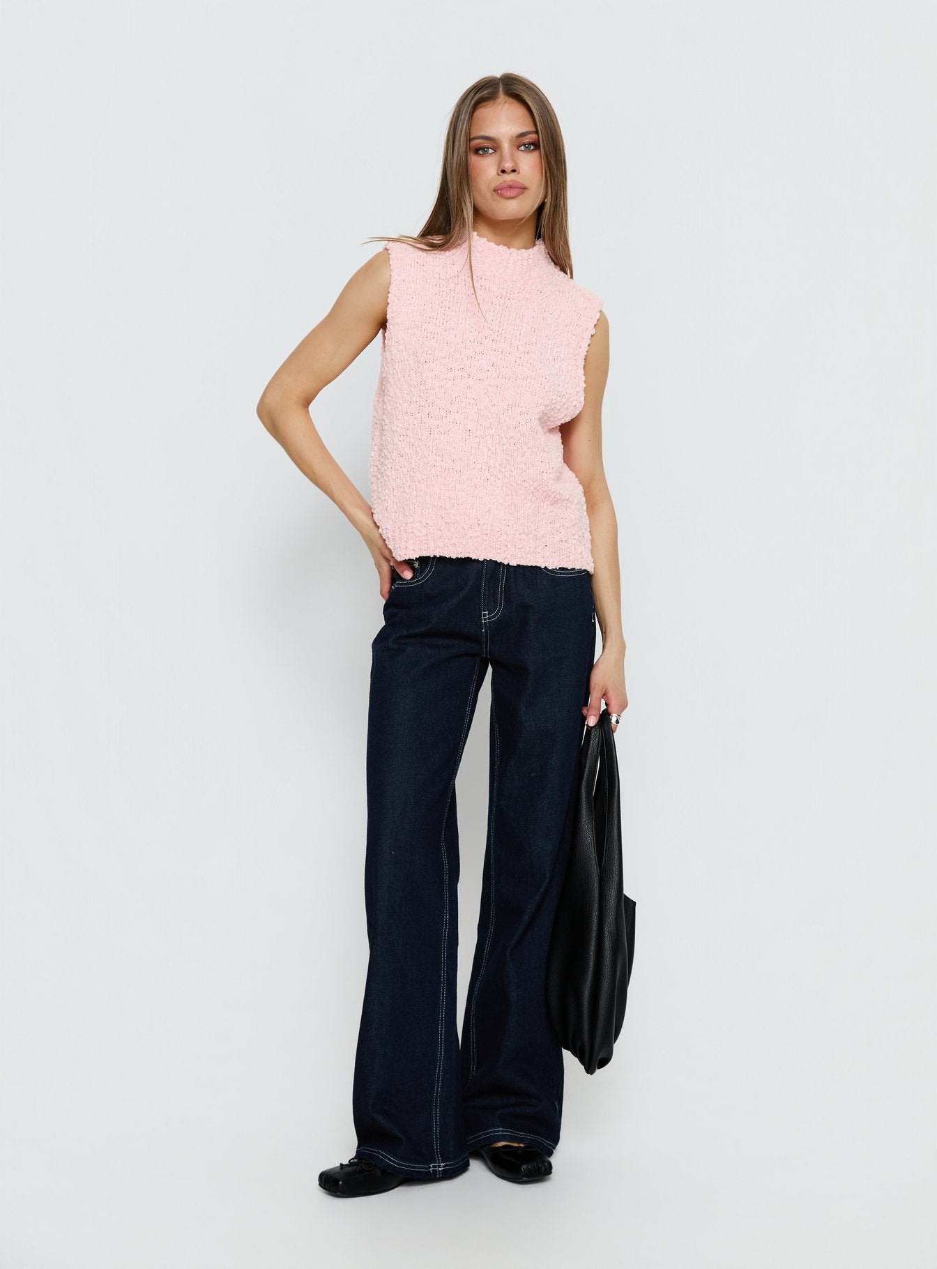Lanette High Neck Sleeveless Top Soft Pink