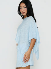 Shalva Knit Sequin Poncho Blue