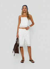 Sakai Broderie Detail Longline Shorts White