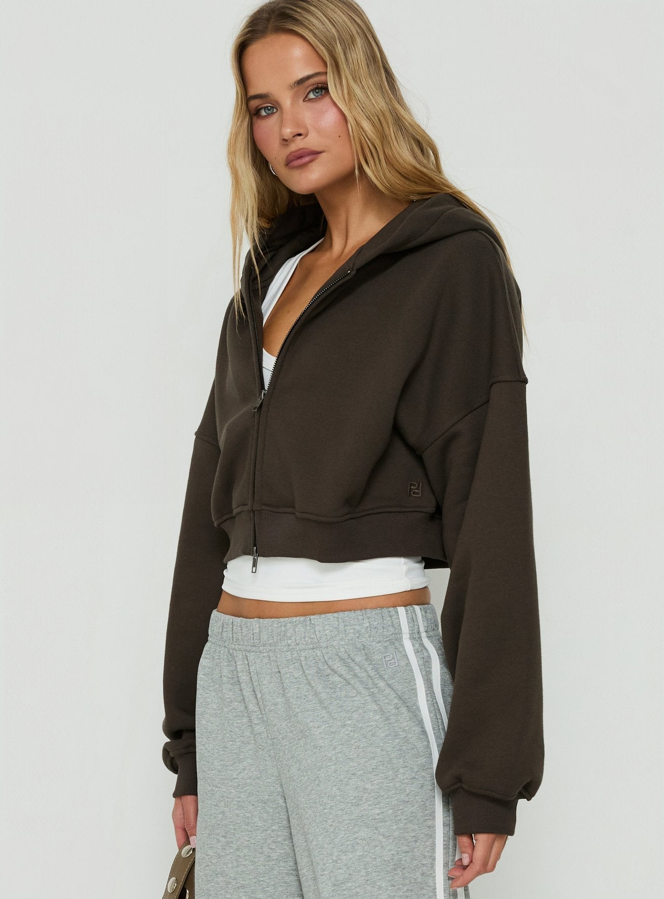 Zellah Double Ended Zipper Hoodie Iron Grey