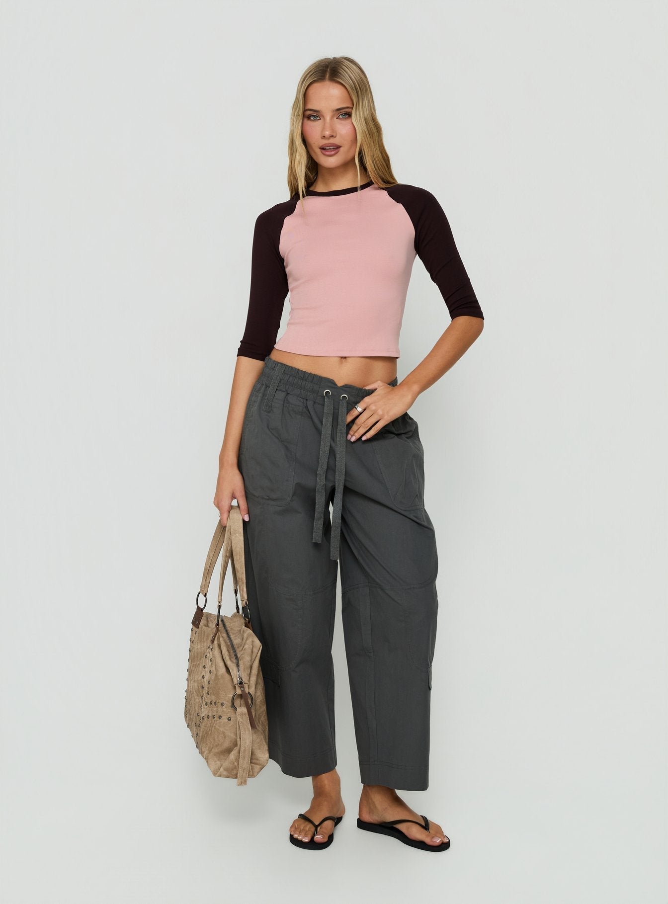 Kikkie 3/4 Sleeve Raglan Pink / Plum