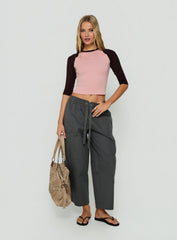 Kikkie 3/4 Sleeve Raglan Pink / Plum