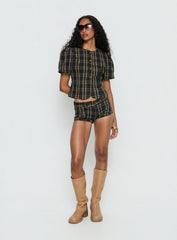 Femme Blouse Top Navy / Lemon Plaid
