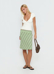 Lemon Twist Midi Skirt Green Stripe