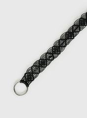 Dayten Ring Detail Crochet Belt Black