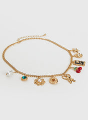 Cherry Dreams Charm Necklace Gold