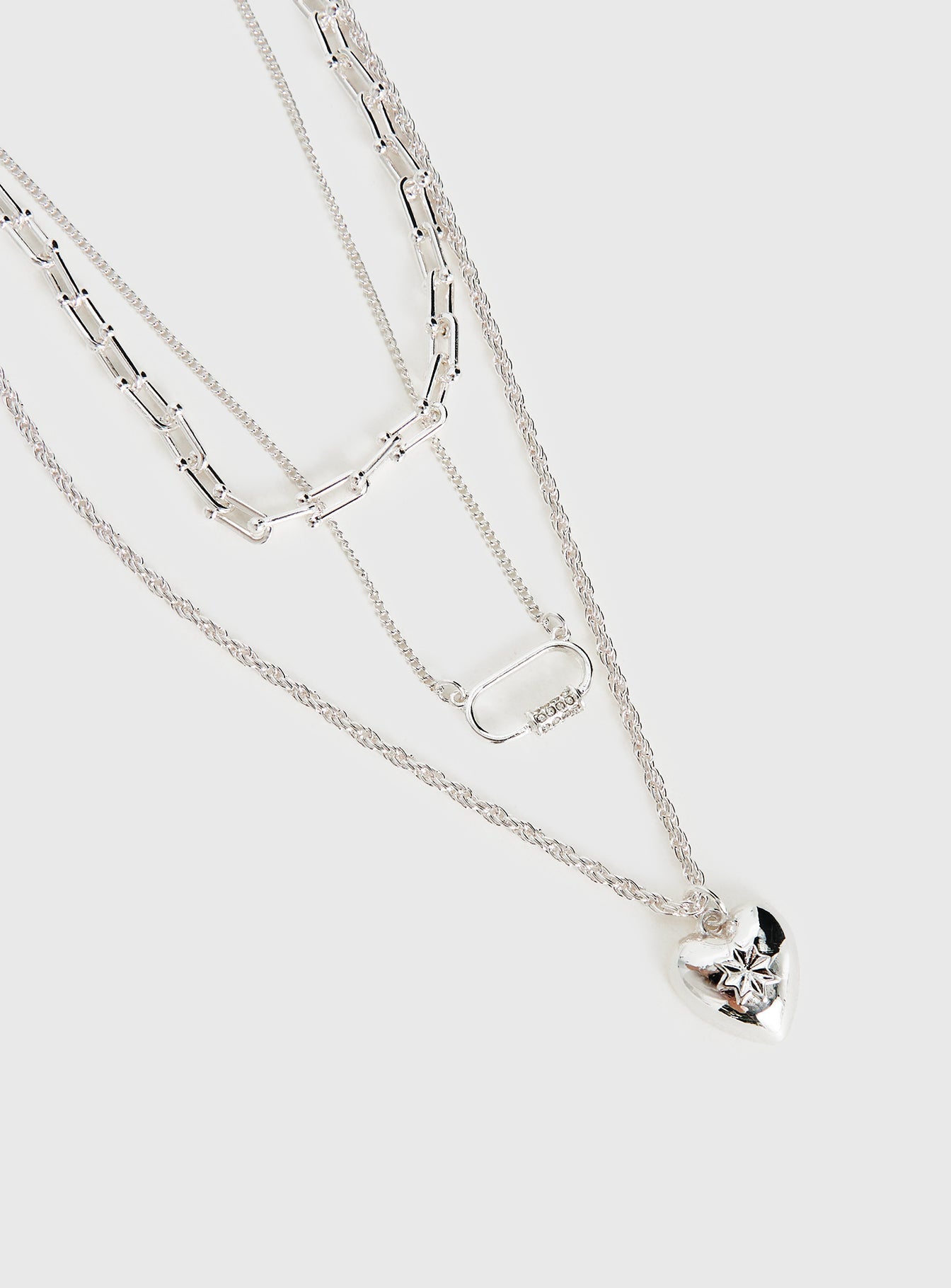 Double Date Layered Necklace Silver