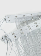 Artemas Studded Tassel Belt Silver