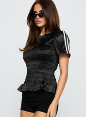 Wildrose Shirred Top Black
