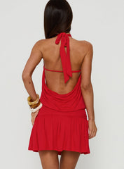 Lealeia Halter Slouch Mini Dress Red