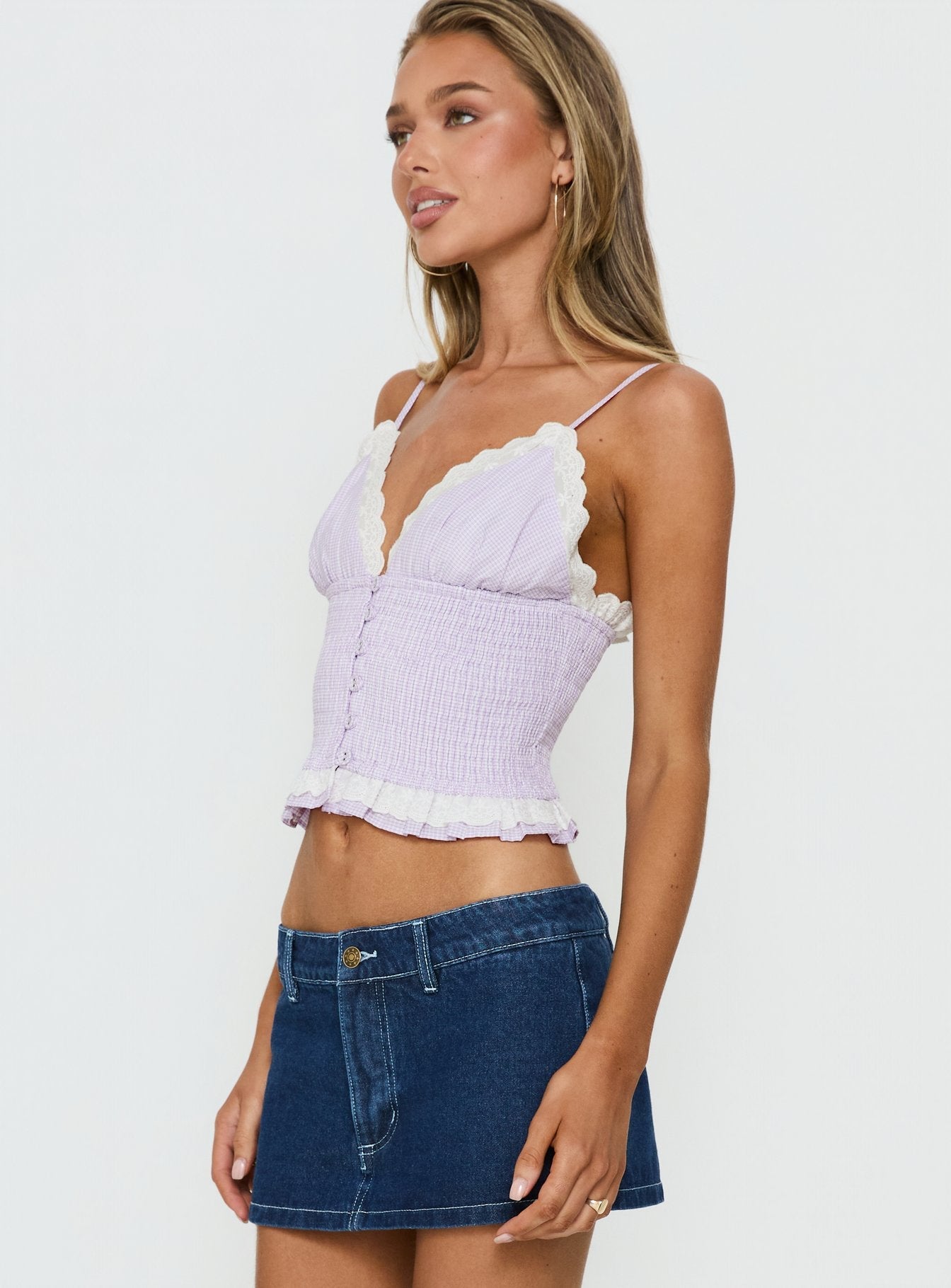 Marigolds Frill Detail Cami Top Purple
