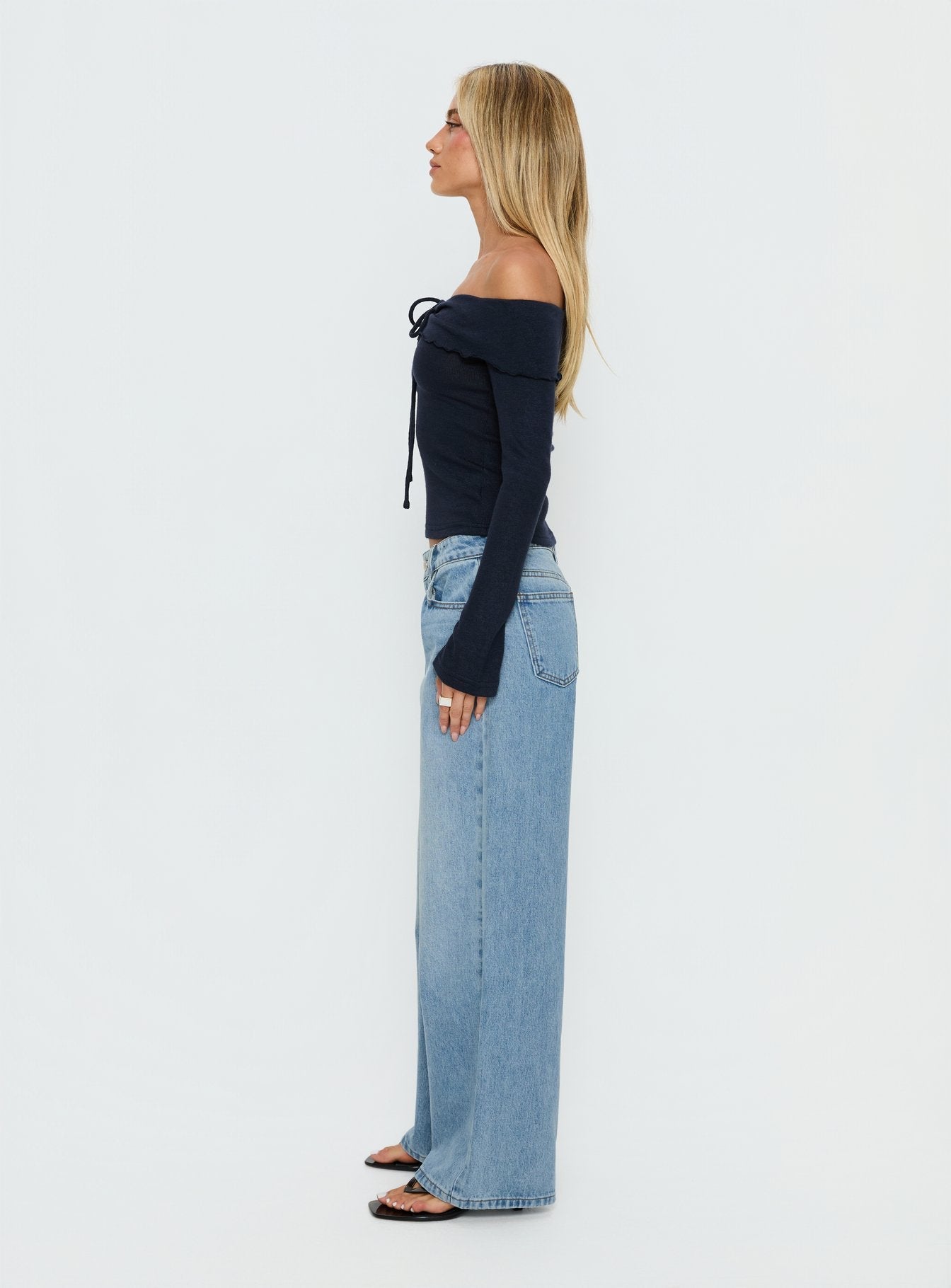 Ellanor Low Rise Slouch Denim Jean Washed Mid Blue Wash Petite