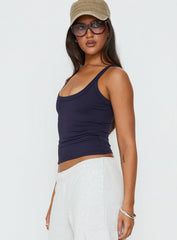 Kasper Cinched Longline Tank Top Navy