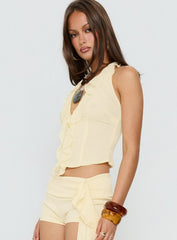 Jazania Frill Halter Top Butter Yellow