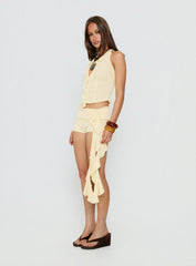Lesaro Ruffle Drape Micro Shorts Yellow
