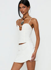 Gigi Linen Blend Skort White