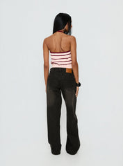 Korinne Low Rise Baggy Jeans Washed Charcoal