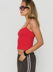 Daily Define Thin Strap Classic Tank Top Red