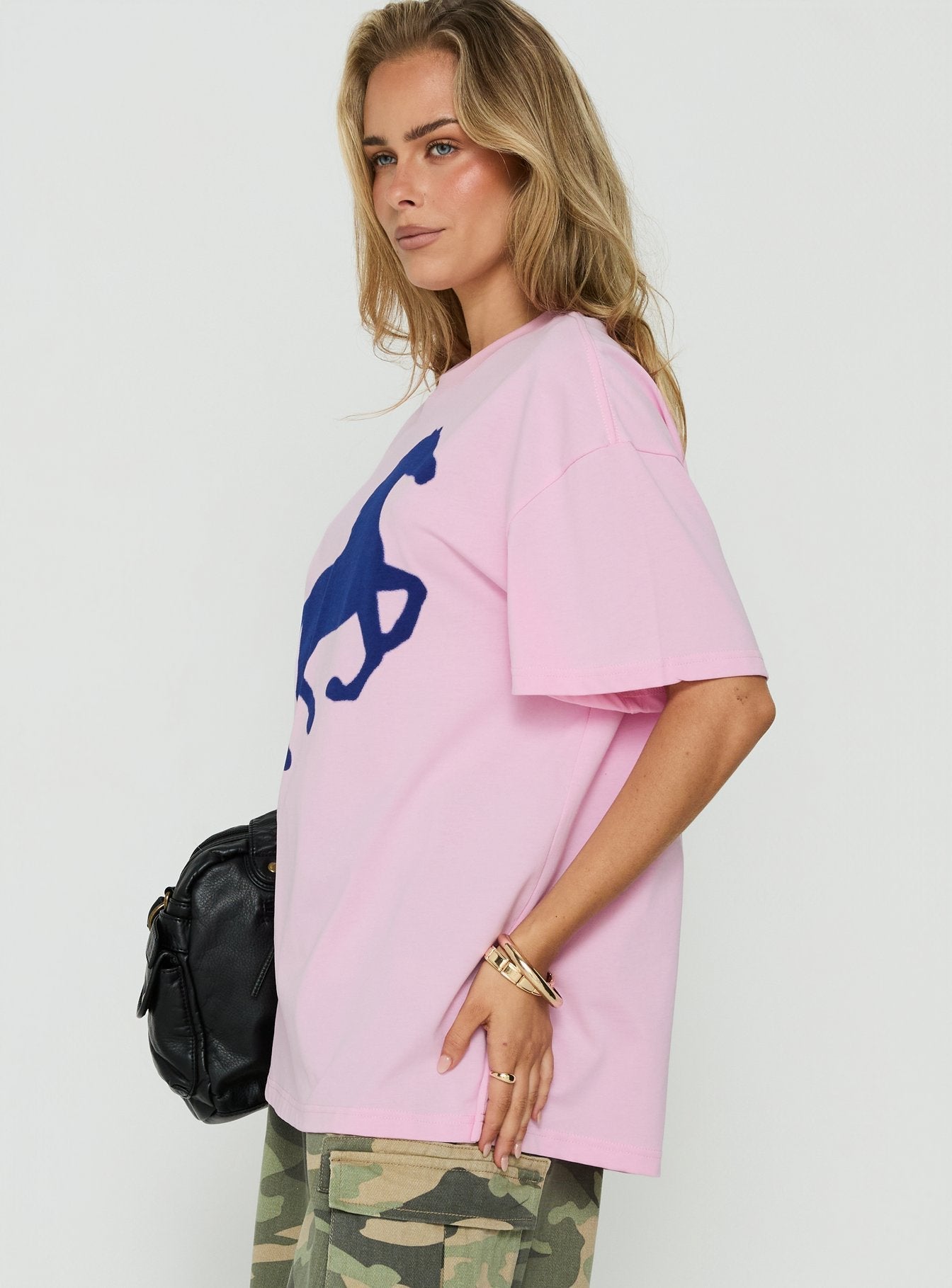 Steely Love Oversized Graphic Tee Washed Pink
