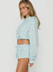 Quinncy Low Rise Sweat Shorts Blue Polka Dot