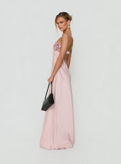 See The Vision Sequin Bust Strapless Maxi Dress Pink