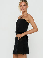 Wryn Strapless Blouson Tie Detail Top Black