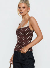 Renaissance Corset Lace Top Brown Polka
