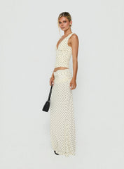 Zespri Jersey Maxi Skirt Cream Polka Dot