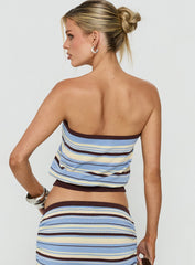 Osamie Knit Strapless Top Multi Stripe